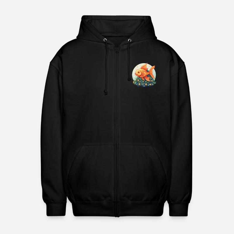 Christmas tree with goldfish - Unisex Hooded Jacket - black