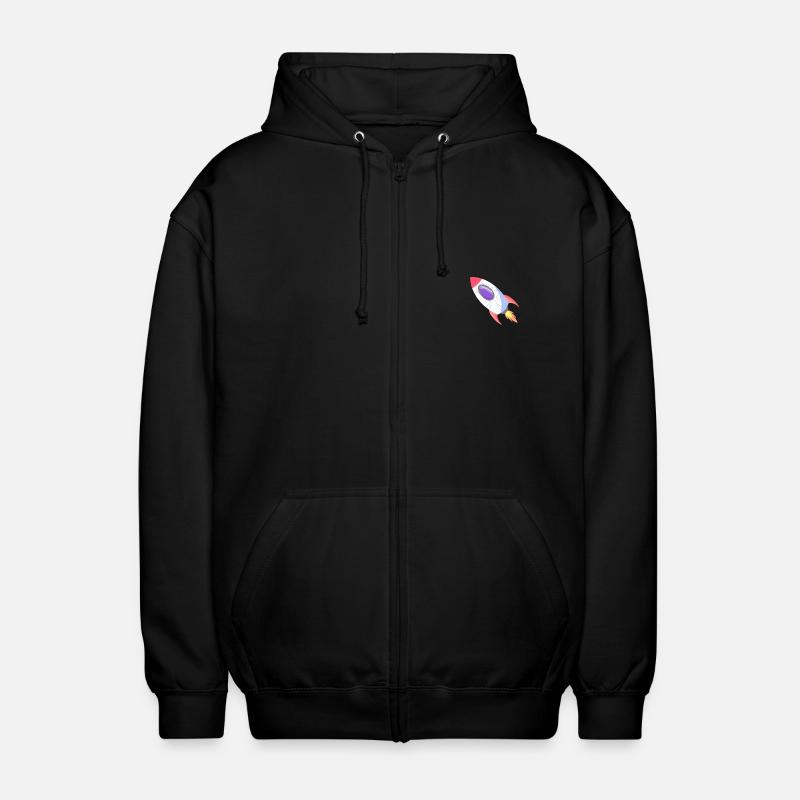 Space Rocket Pop Comic - Unisex Hooded Jacket - black