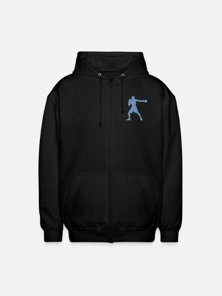 Boxer silhouette, vivid boxing design - Unisex Hooded Jacket - black