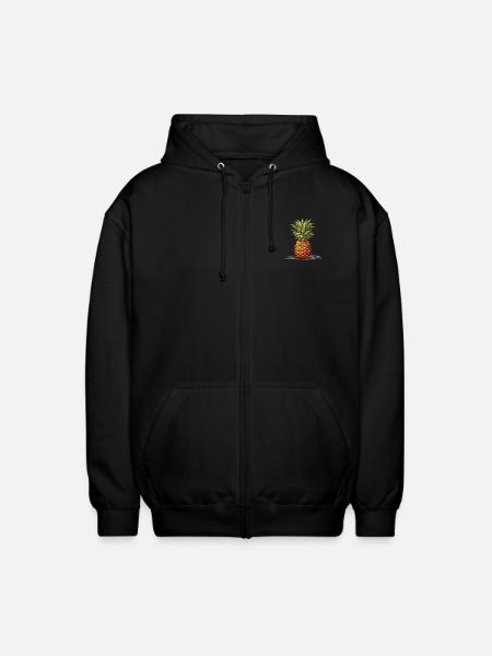 Pineapple - illustration - Unisex Hooded Jacket - black