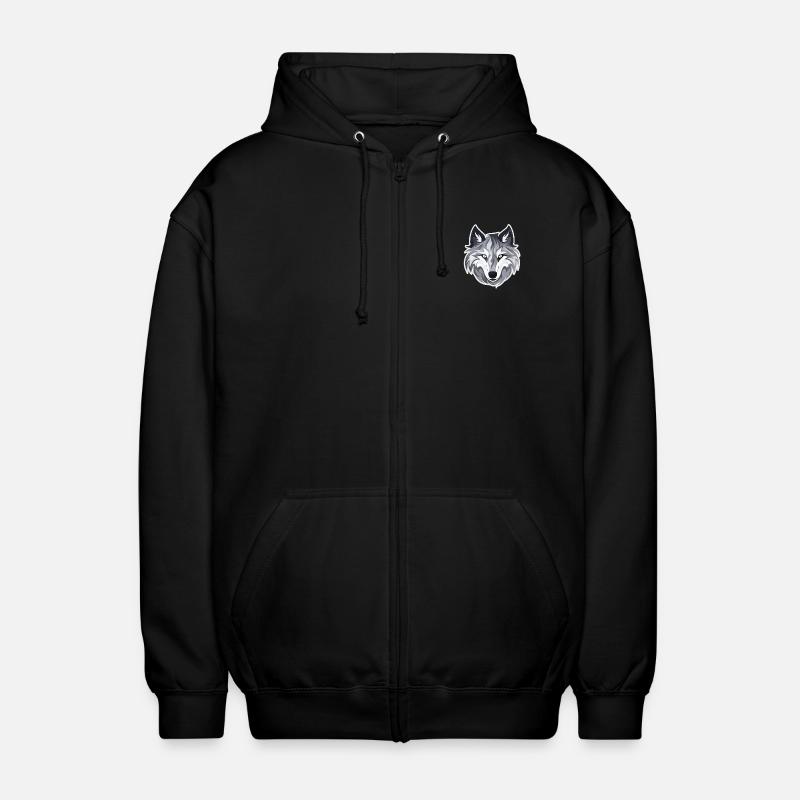 Wolf - Illustration - Unisex Hooded Jacket - black