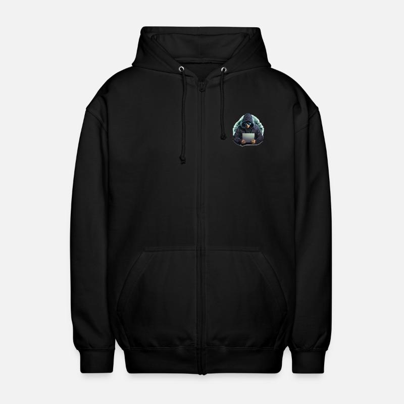 Ethical Hacker - Illustration - Unisex Hooded Jacket - black