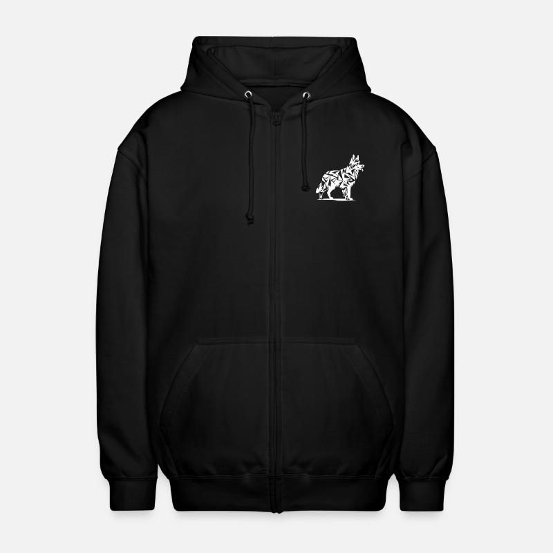 Geometric German Shepherd - Unisex Hooded Jacket - black