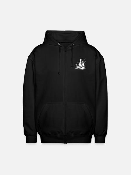 Fast sailboat in splash swell - Unisex Hooded Jacket - black