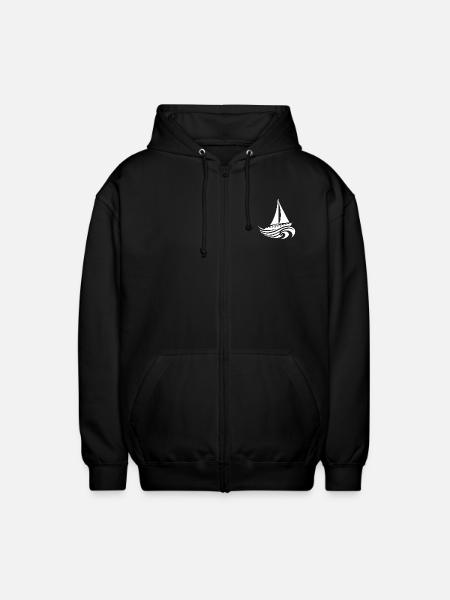 Sailing yacht in heavy waves - Unisex Hooded Jacket - black