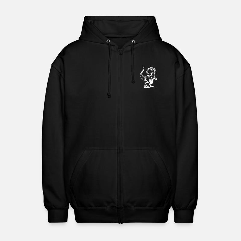 Dinosaur Drawing Pencil Sketch - Unisex Hooded Jacket - black