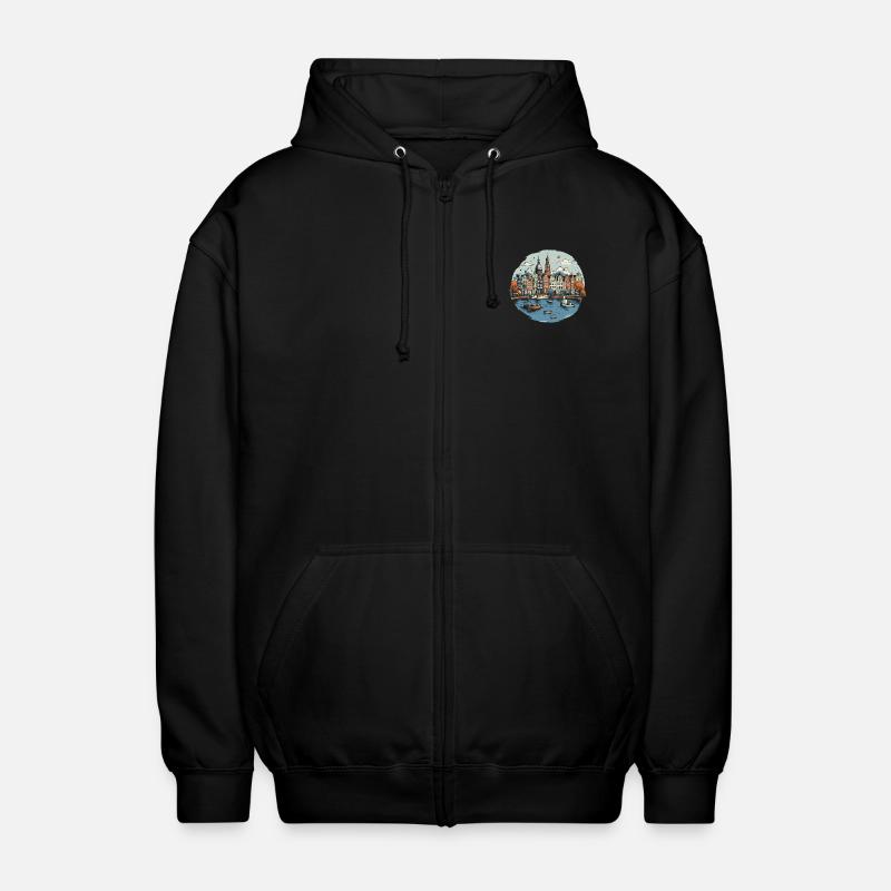 Amsterdam Skyline Urlaub Design - Unisex Kapuzenjacke - Schwarz