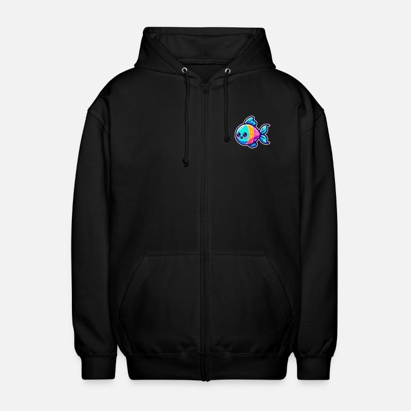Conception de poisson arc-en-ciel - Veste à capuche unisexe - noir