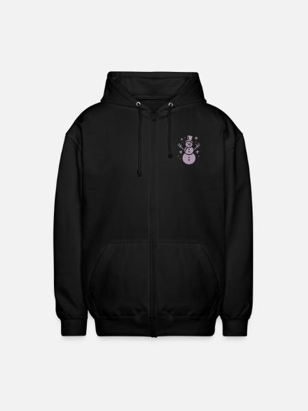 Snowman Silhouette Minimalist - Unisex Hooded Jacket - black