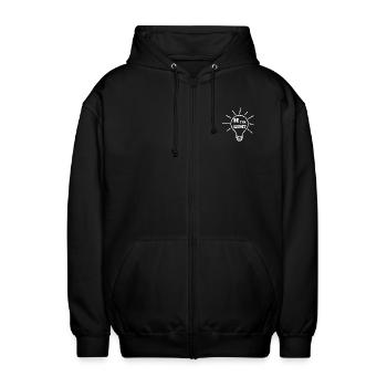 Be the light - Unisex Kapuzenjacke - Schwarz - Vorne - AI Model Female 172 light (172cm) & AI Model Male 185 light (185cm)