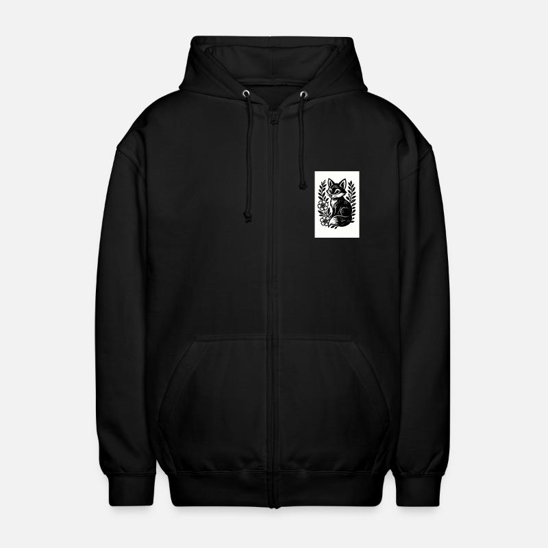 Fuchs im Blütenreigen - Unisex Kapuzenjacke - Schwarz