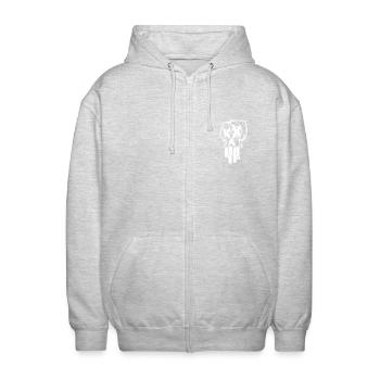 Skull tag - Unisex Kapuzenjacke - Hellgrau meliert - Vorne - AI Model Female 172 light (172cm) & AI Model Male 185 light (185cm)