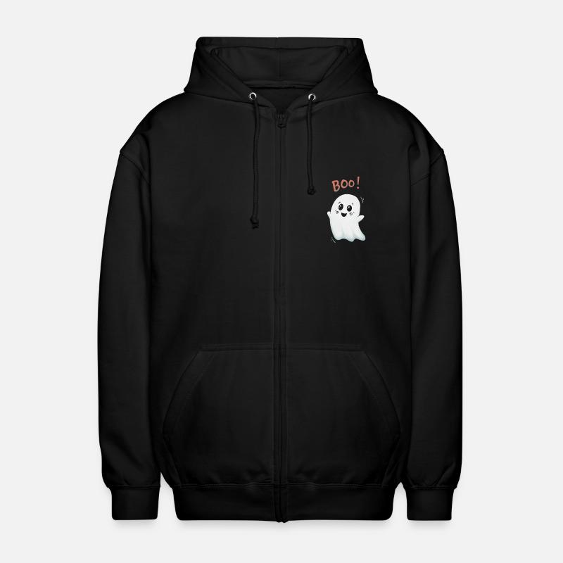 Boo Geist: Niedlicher Ghost - Unisex Kapuzenjacke - Schwarz