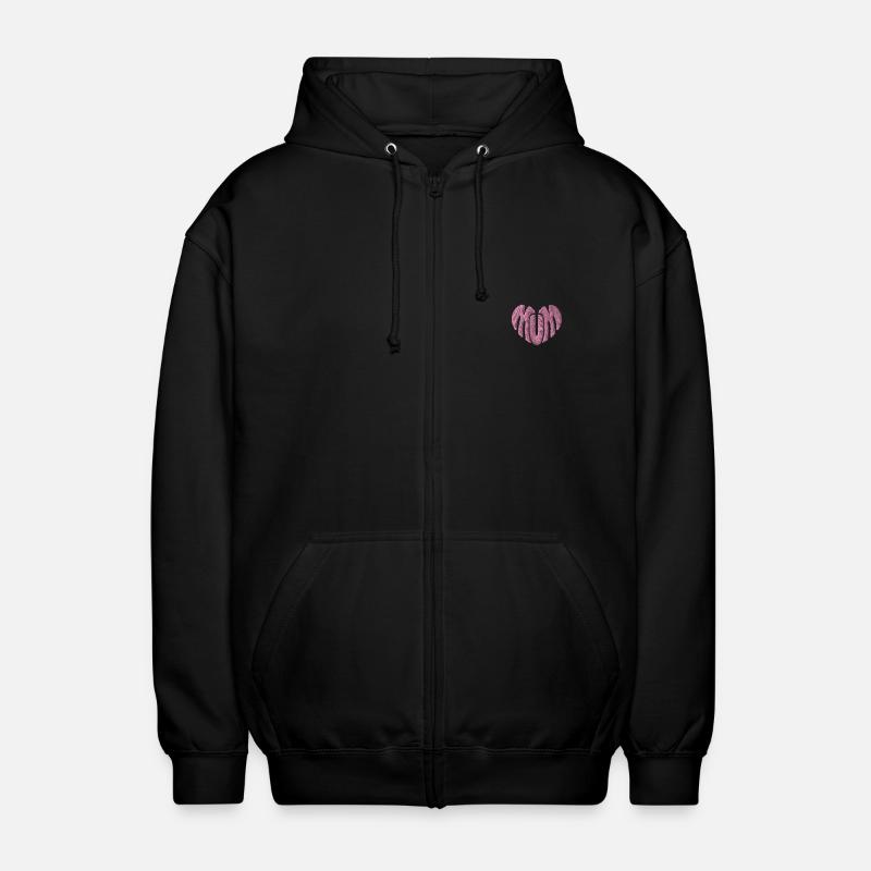 Mor hjerte pink broderet - Unisex hættejakke. - sort