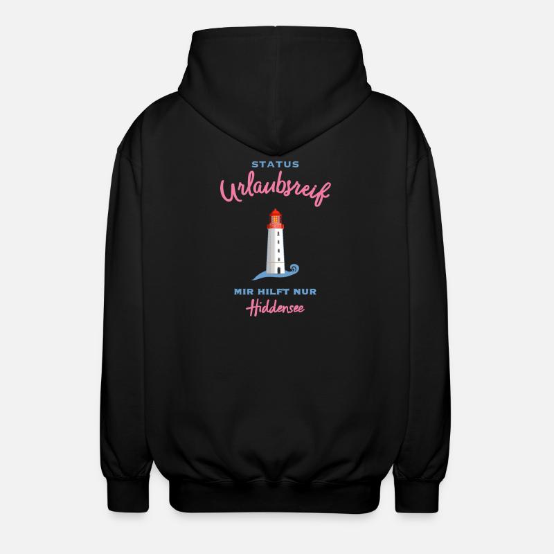Hiddensee, Leuchtturm Dornbusch, Urlaubsreif - Unisex Kapuzenjacke - Schwarz