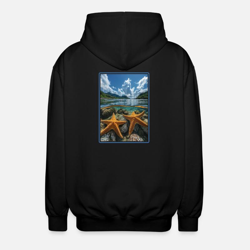Seesterne Seestern - Unisex Kapuzenjacke - Schwarz