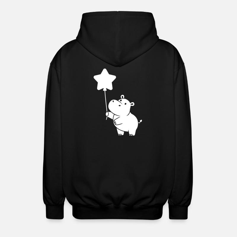 Nilpferd Stern Ballon Silhouette - Unisex Kapuzenjacke - Schwarz