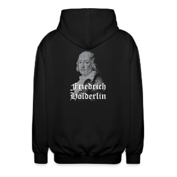 Friedrich Hölderlin portrait design - Unisex Hooded Jacket - black - Back - AI Model Male 185 light (185cm)