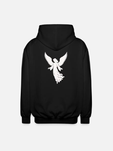 Angel silhouette with wings - Unisex Hooded Jacket - black