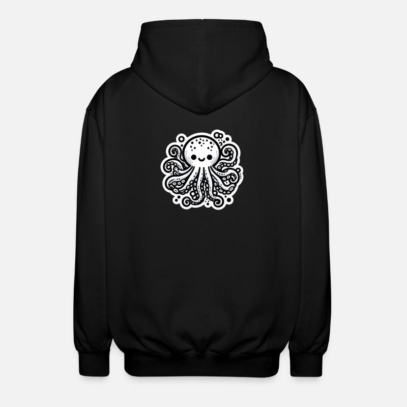 Octopus Octopus White Sticker - Unisex Hooded Jacket - black