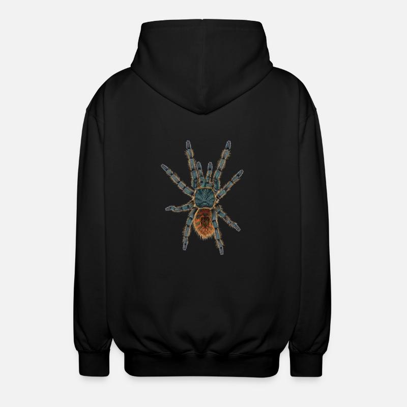 spider tarantula Illustration without shadow - Unisex Hooded Jacket - black