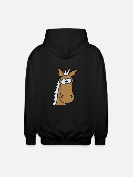 Funny Comic Horse - Unisex Hooded Jacket - black