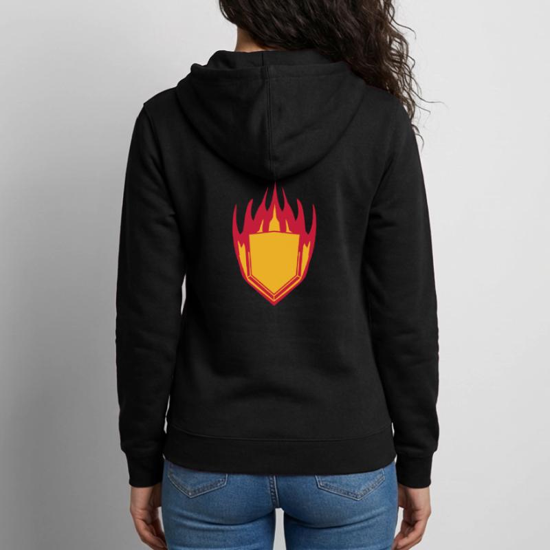 hot fire flames angular shield emblem emblem frame Unisex Hooded Jacket
