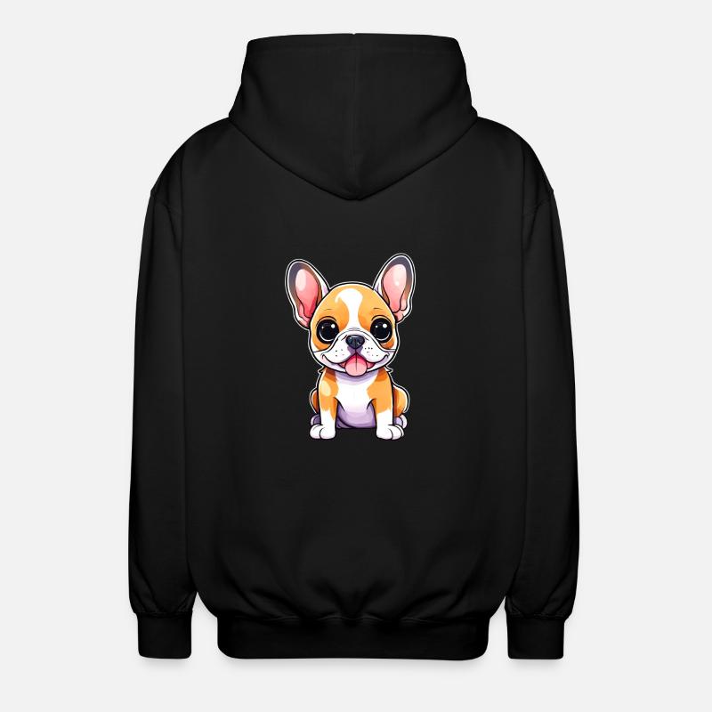 Chiot mignon bouledogue Français - Veste à capuche unisexe - noir