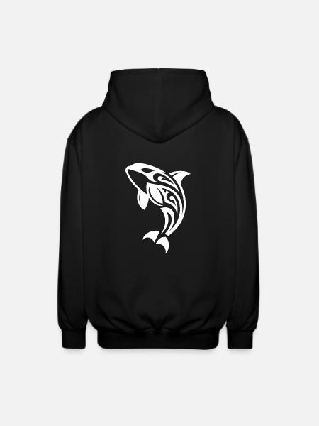 Jumping Orca Tattoo Style - Unisex Hooded Jacket - black