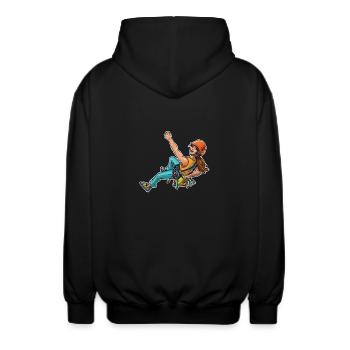 Weiblicher Kletterer (Weiblicher Sportkletterer) 2 - Unisex Kapuzenjacke - Schwarz - Hinten - AI Model Male 185 light (185cm)