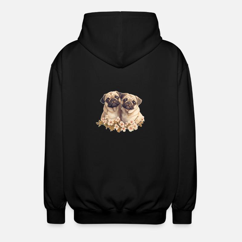 Pug pair pug - Unisex Hooded Jacket - black