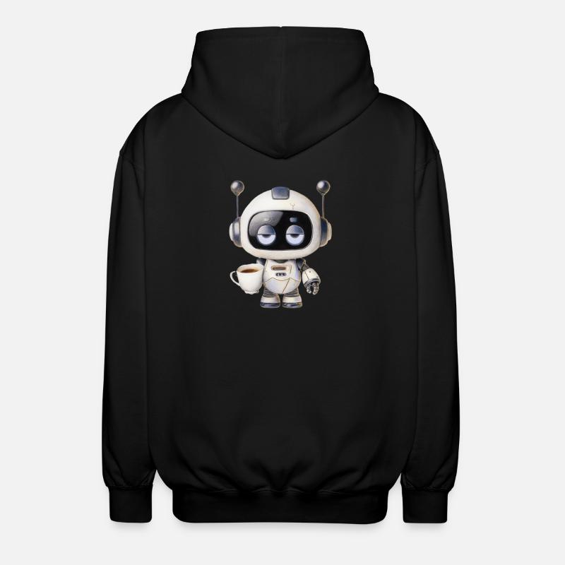 Roboter Kaffee - Unisex Kapuzenjacke - Schwarz