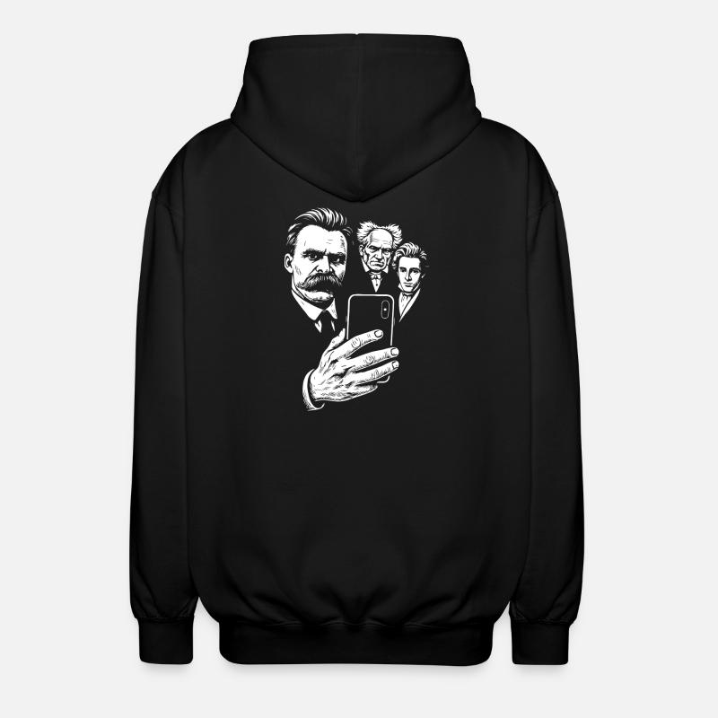Nietzsche-Selfie mit Schopenhauer und Kierkegaard - Unisex Kapuzenjacke - Schwarz