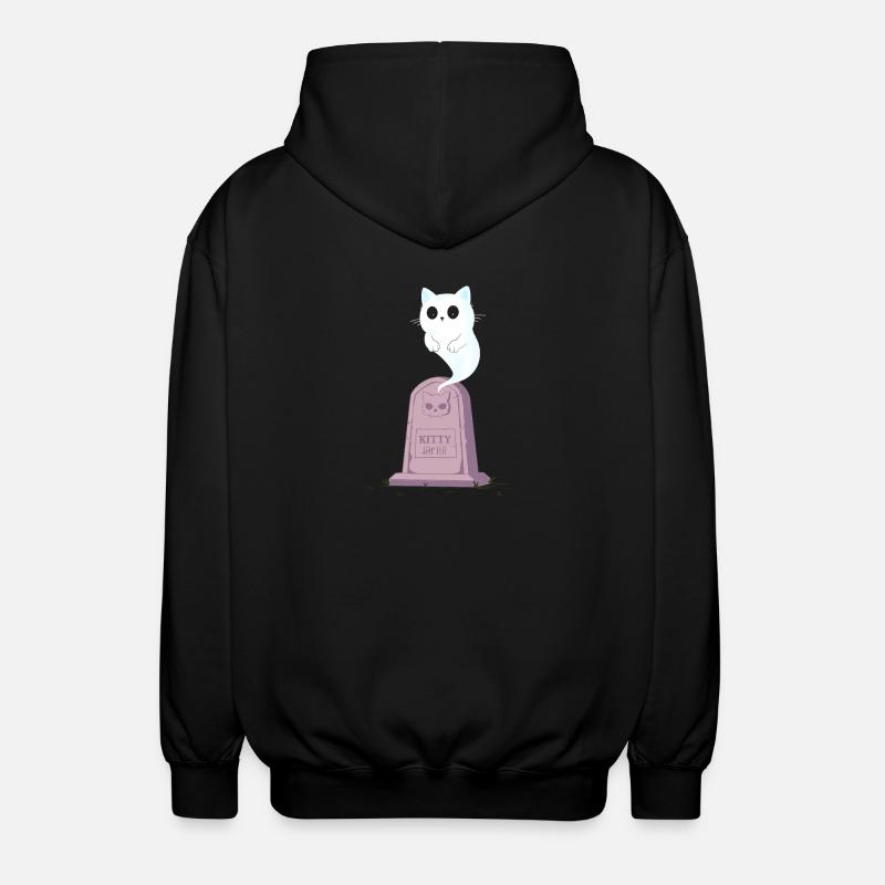 Ghost kitten on the gravestone - Unisex Hooded Jacket - black