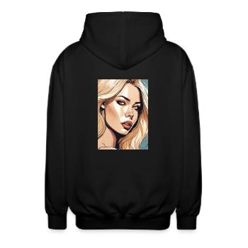 Blonde schöne Frau Blondine - Unisex Kapuzenjacke - Schwarz - Hinten - AI Model Male 185 light (185cm)