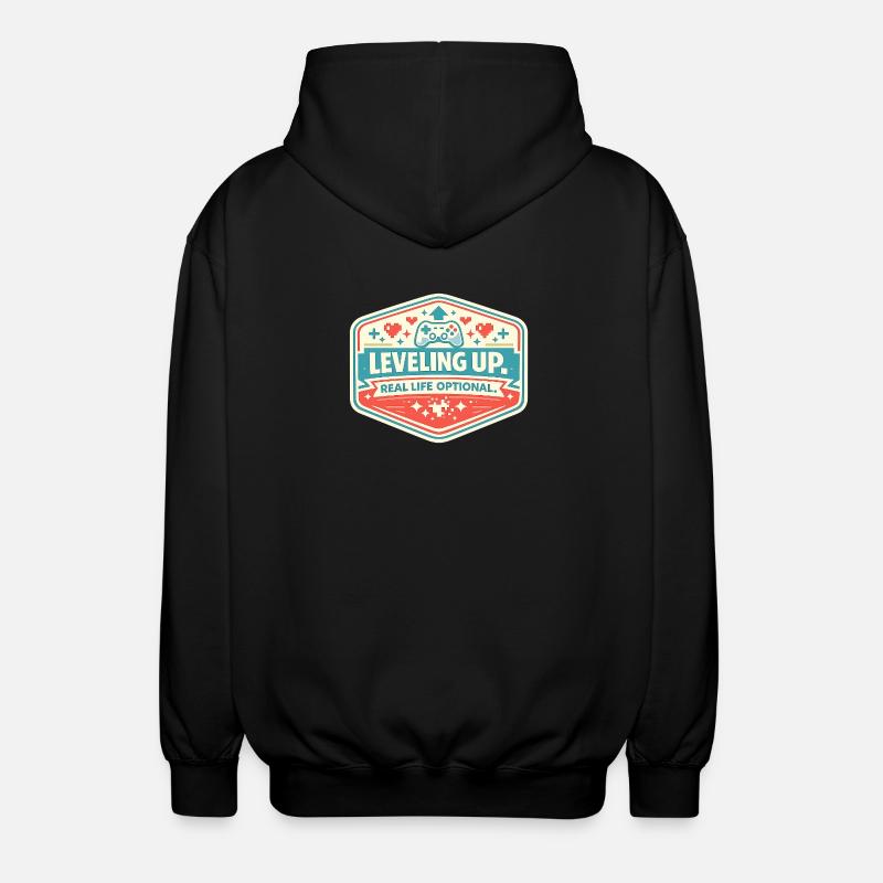 Level Up – Real Life Optional - Unisex Hooded Jacket - black