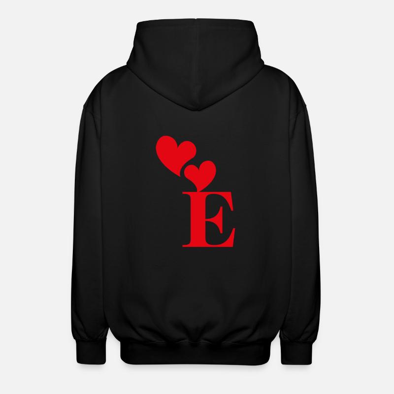 Buchstabe e rotes Herz - Unisex Kapuzenjacke - Schwarz