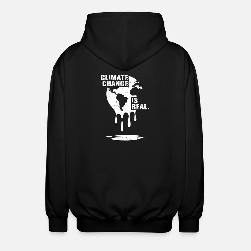 climate change is real white - Unisex Kapuzenjacke - Schwarz