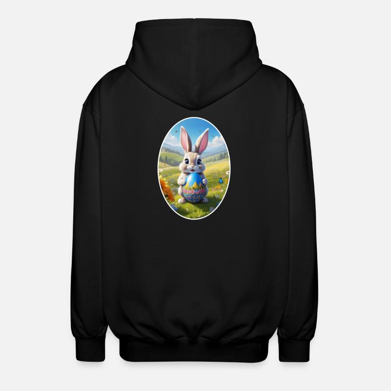 Osterhase mit Ei, Oval - Unisex Kapuzenjacke - Schwarz