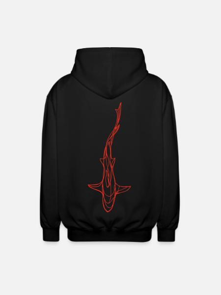 Red Shark Silhouette - Unisex Hooded Jacket - black
