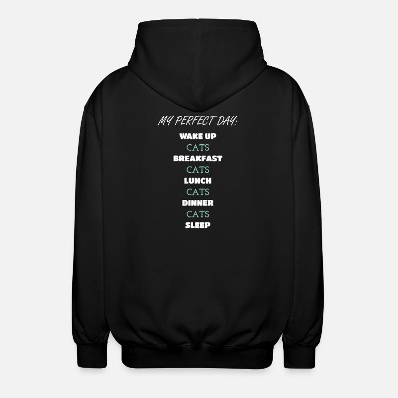 Skurrile Katze Tägliche Routine Design - Unisex Kapuzenjacke - Schwarz
