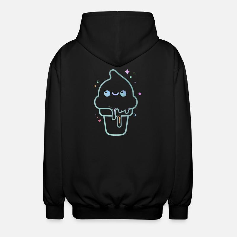 Kawaii-pastellfarbenes schimmerndes Eis - Unisex Kapuzenjacke - Schwarz
