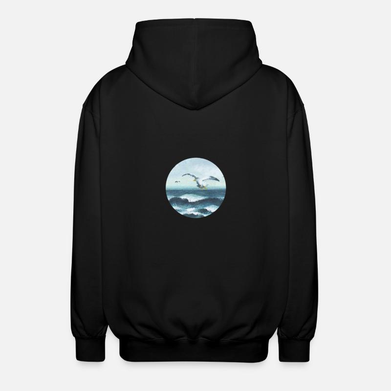 Möwen - Unisex Kapuzenjacke - Schwarz