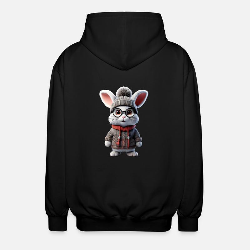 Süsses Kaninchen mit Strickpullover - Unisex Kapuzenjacke - Schwarz