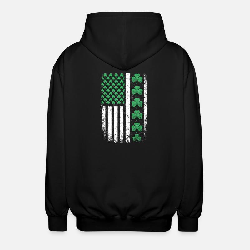 Drapeau américain du Trèfle Saint-Patrick - Veste à capuche unisexe - noir