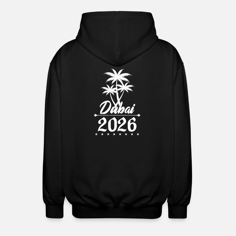 Dubai 2026 Palm Tree Emblem - Unisex Hooded Jacket - black