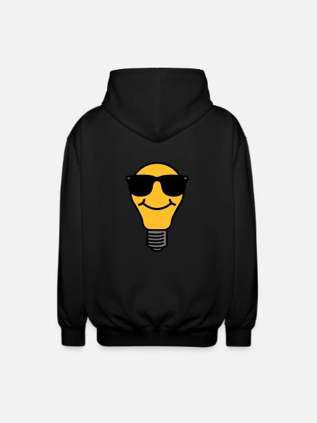Lightbulb with sunglasses - Unisex Hooded Jacket - black