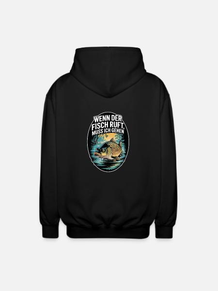 When the fish calls, I'm gone - Unisex Hooded Jacket - black