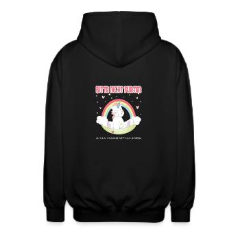 Bitte nicht flirten! Einhorn - Unisex Kapuzenjacke - Schwarz - Hinten - AI Model Male 185 light (185cm)