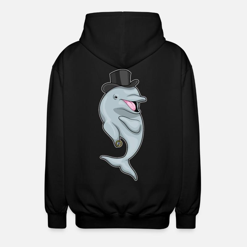 Dolphin Groom Wedding Ring - Unisex Hooded Jacket - black